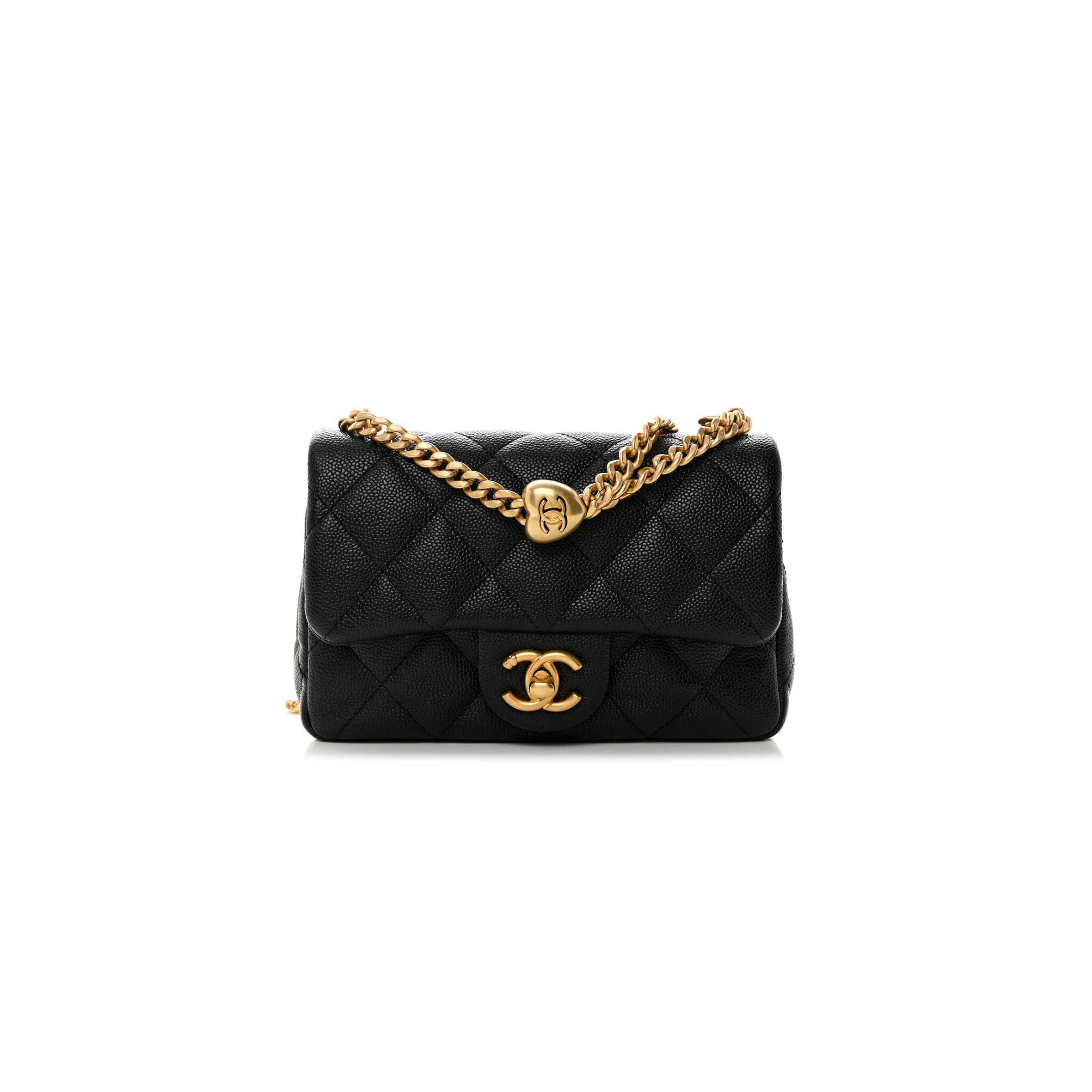CHANEL CAVIAR QUILTED MINI SWEETHEART RECTANGULAR FLAP BLACK (19*12*8cm)
